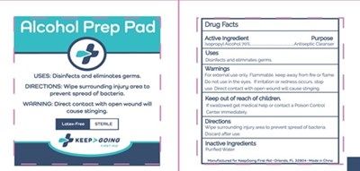 Keep Going Alcohol Prep Pad 70vv.jpg Principal Display Panel - Keep Going Alcohol Prep Pad 70vv